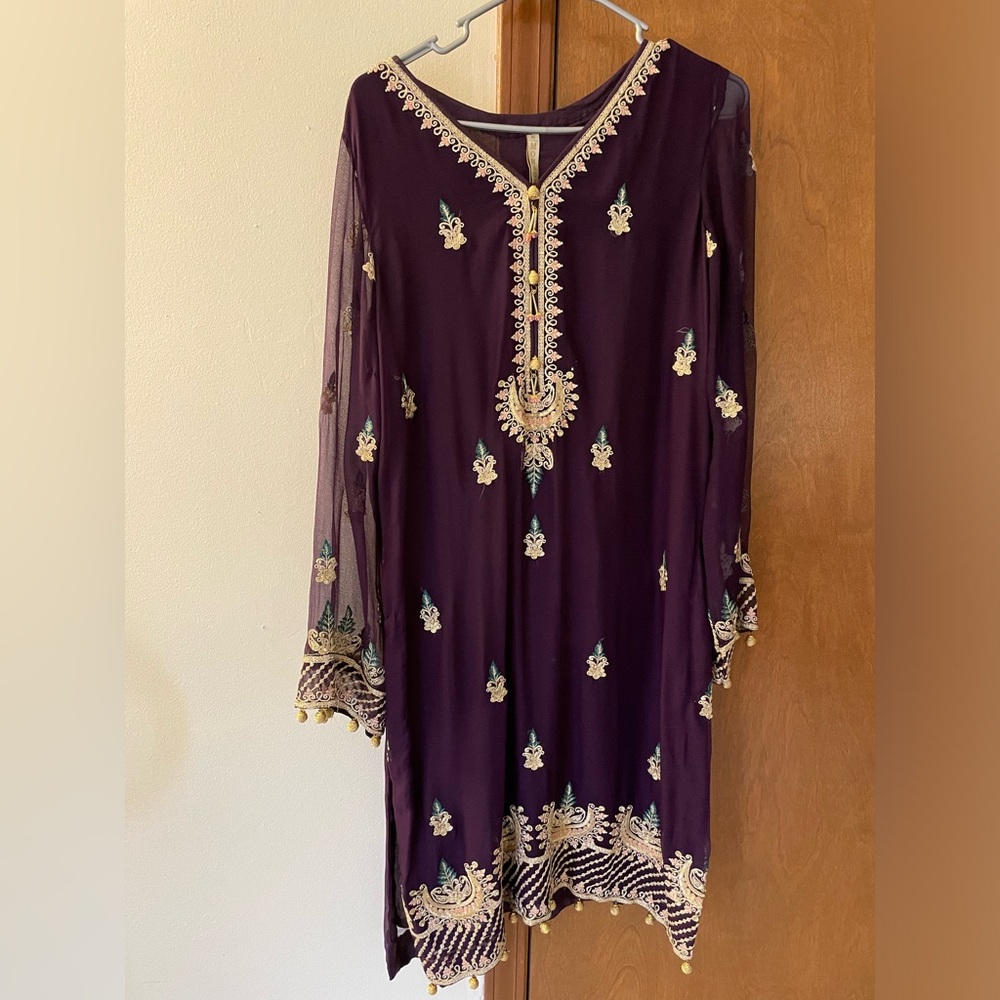 Pakistani 3 piece purple suit